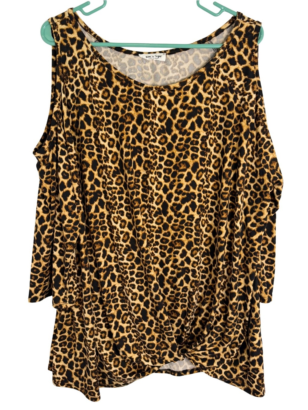 3/$20 Cream N Sugar Leopard Print Cold Shoulder Long Sleeve Shirt